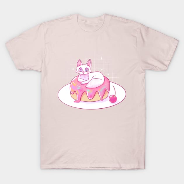 Sweet cherry cake cat T-Shirt by unidoodlez